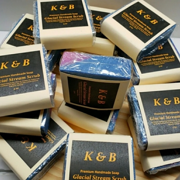 GLACIAL STREAM SCRUB Premium Handmade Natural Bar Soap, 5 oz (3 pack) - Picture 5 of 6